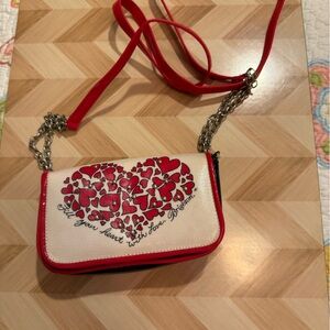Brighton Red and Cream Heart Crossbody Bag
